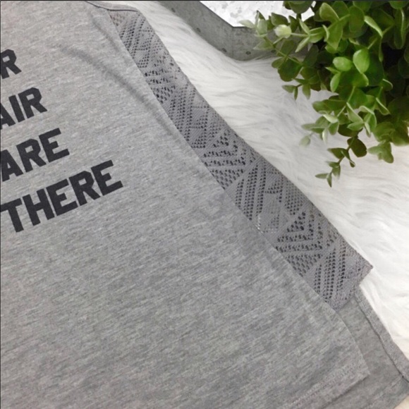 NEW•OCEAN AIR GRAY LACE ACCENTED RACERBACK TOP - Picture 2 of 13